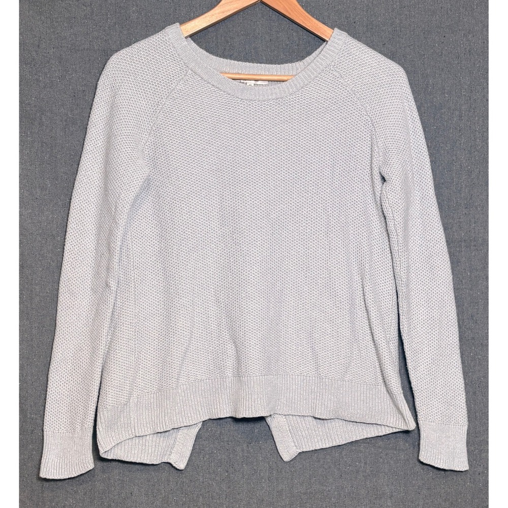 Madewell‎ Women Gray Crossover Tulip Back Waffle Knit Sweater G6851 Sz XS